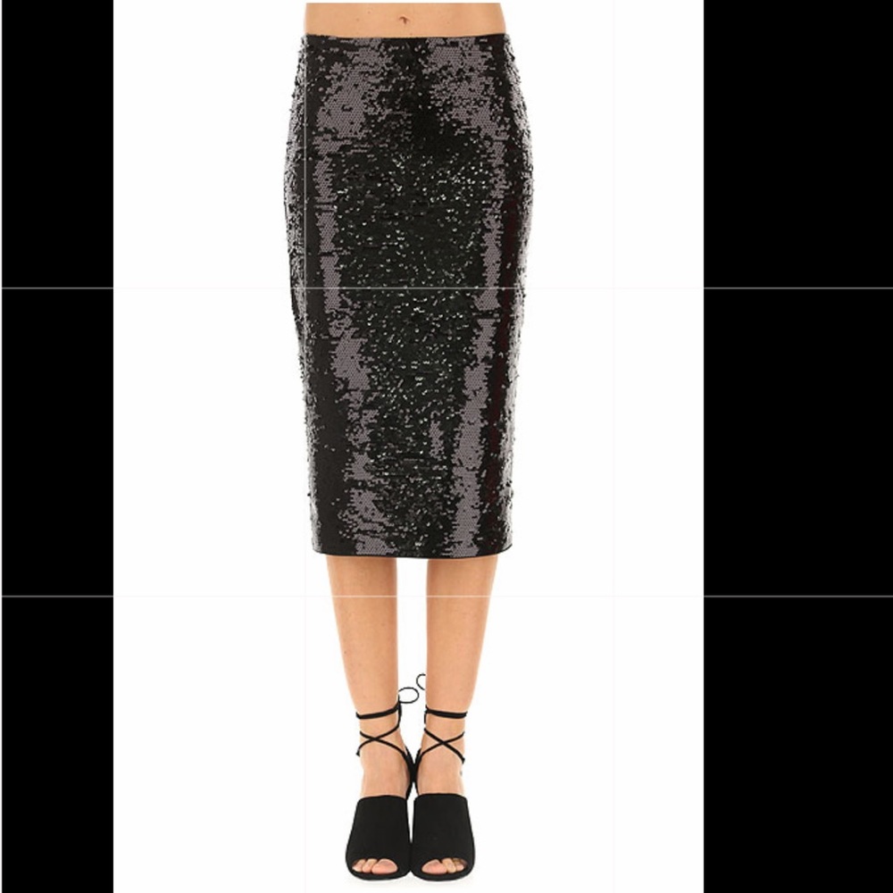 Michael Kors Women’s Midi Skirt Sequined Black - Picture 3 of 12